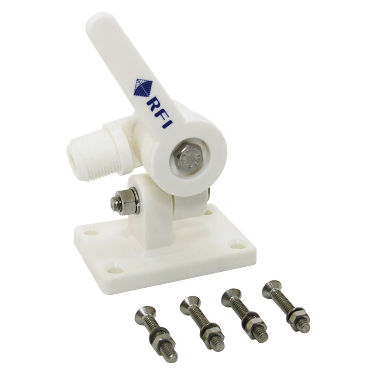 RFI MAM-101 White Marine Knock Down Antenna Mount with Hardware