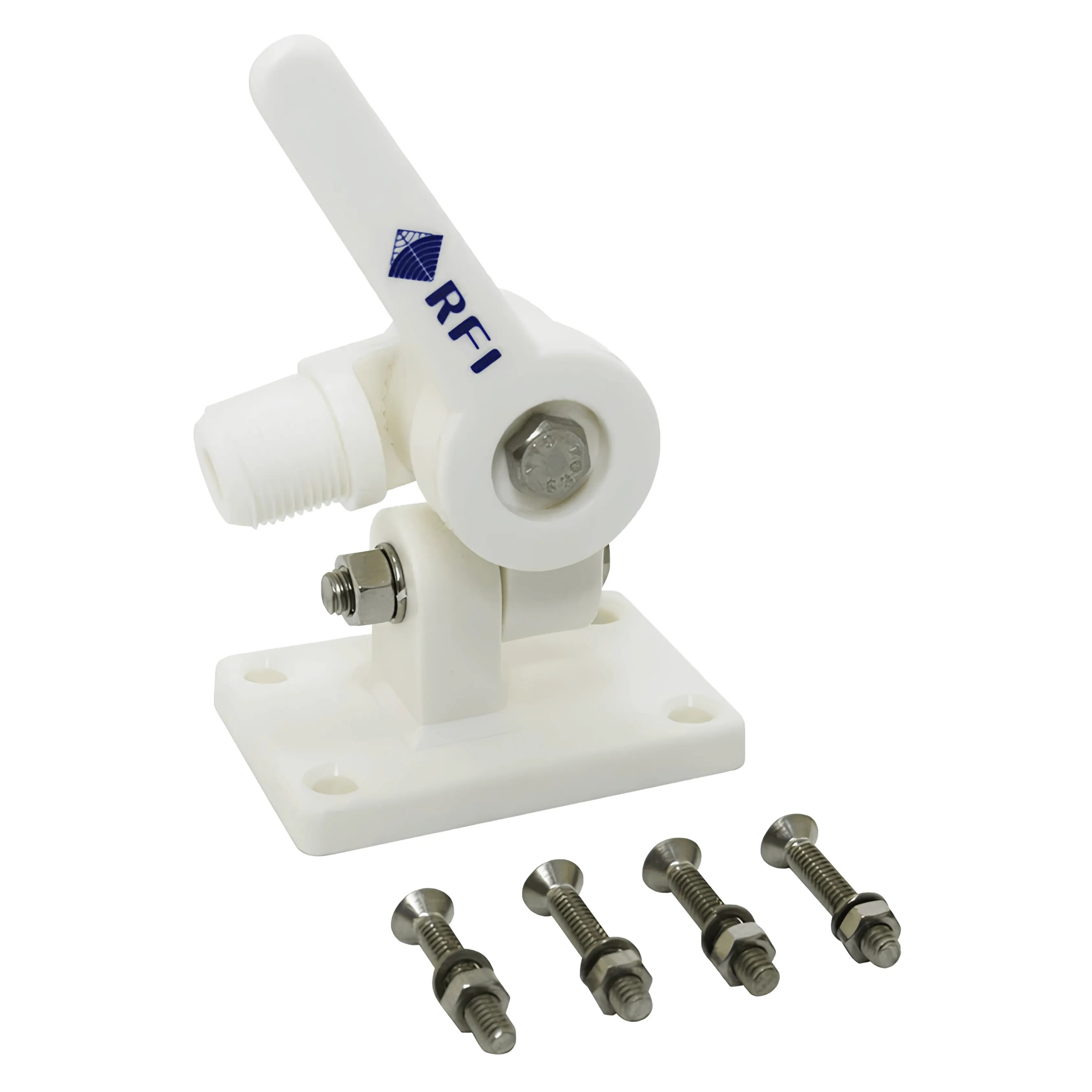 RFI MAM-101 White Marine Knock Down Antenna Mount with Hardware