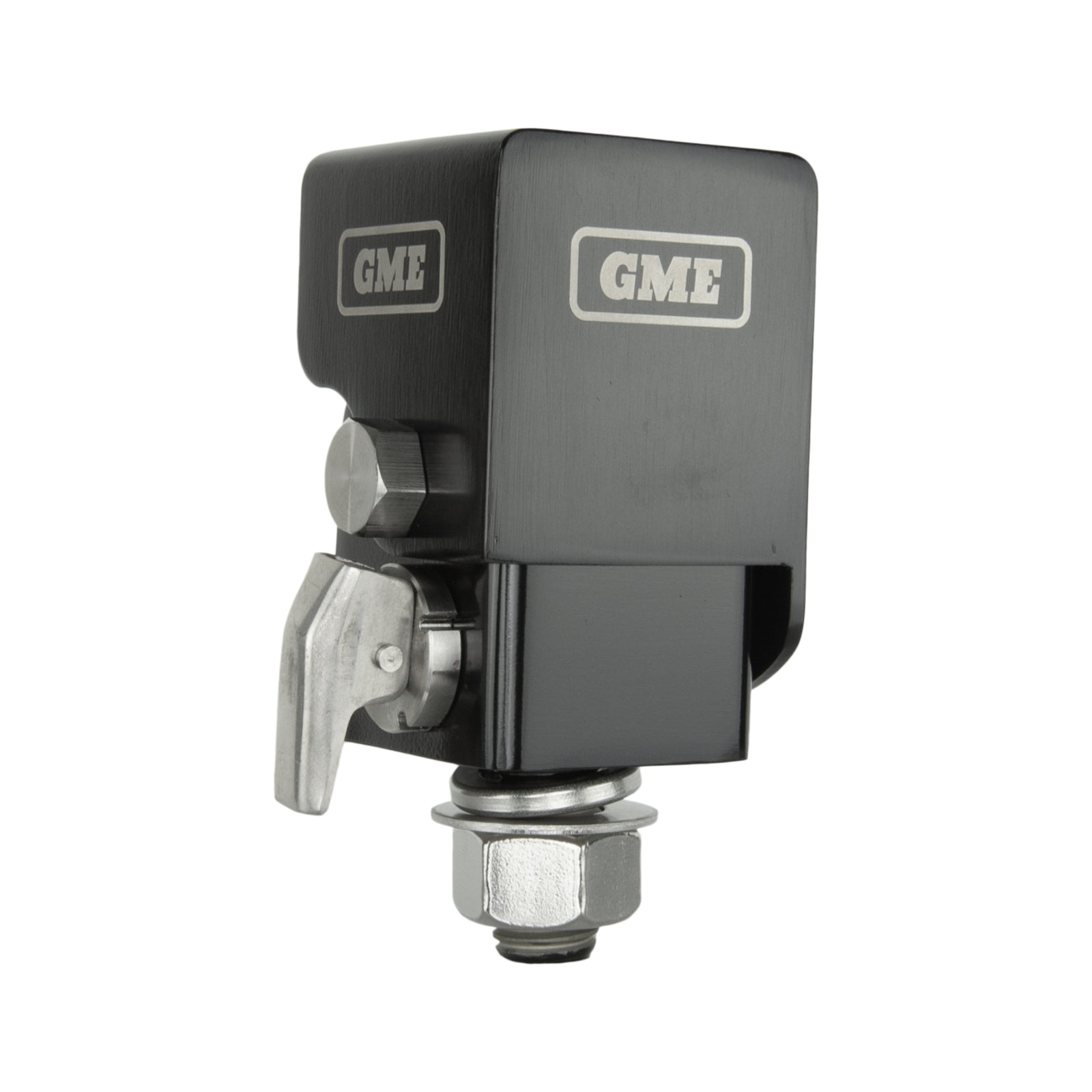 GME MB042B Heavy Duty Fold Down Stainless Steel Antenna Bracket Black Finish