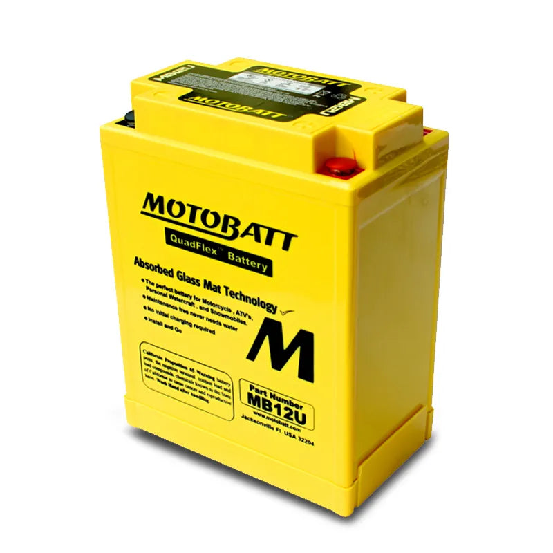 Motobatt MB12U 12V 15Ah 160CCA AGM Motorcycle Battery With Quadflex Technology