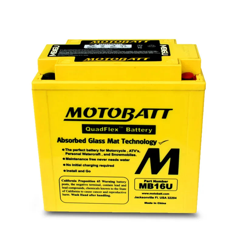 Motobatt MB16U 12V 20Ah 240CCA AGM Motorcycle Battery With Quadflex Technology