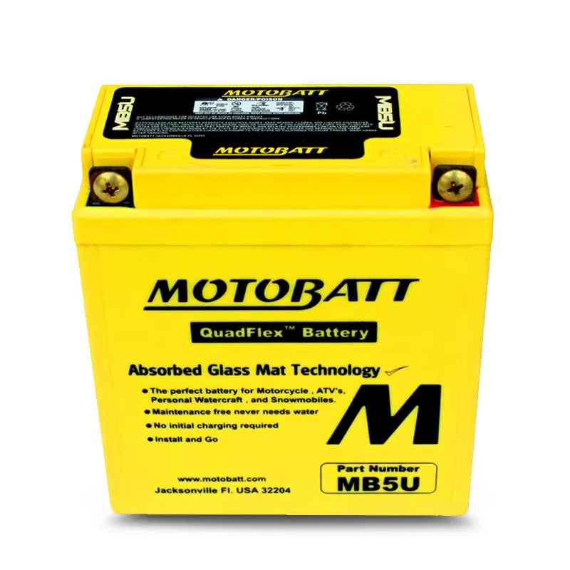 Motobatt MB5U 12V 7Ah 90CCA AGM Motorcycle Battery With Quadflex Technology
