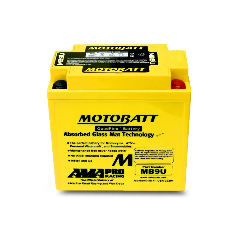 Motobatt MB9U 12V 11Ah 140CCA AGM Motorcycle Battery With Quadflex Technology