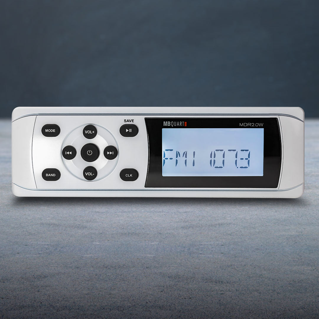 MB Quart MBQ-MDR2.0W | DIN Unit | Mechless Marine Radio/Source (White)