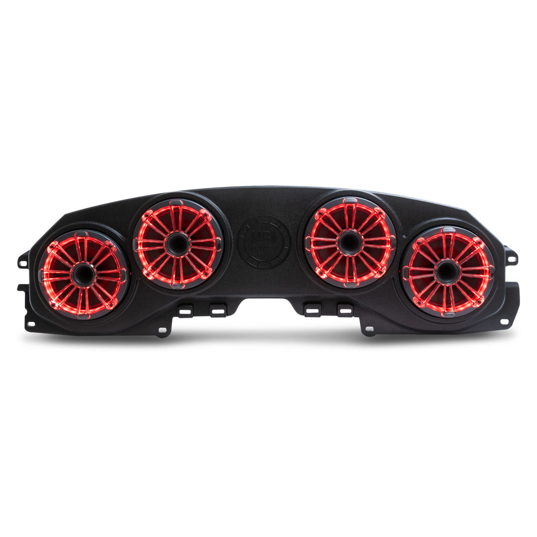MB Quart Rear Overhead Soundbar with 8 Inch Compression Horn Speakers, Enclosure, and RGB LED Lighting | Frankies Auto Electrics