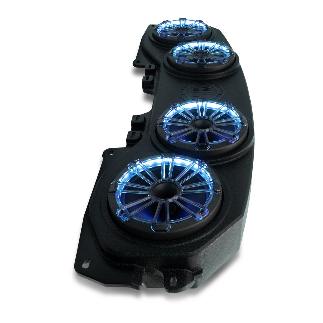 MB Quart Rear Overhead Soundbar with 8 Inch Compression Horn Speakers, Enclosure, and RGB LED Lighting | Frankies Auto Electrics