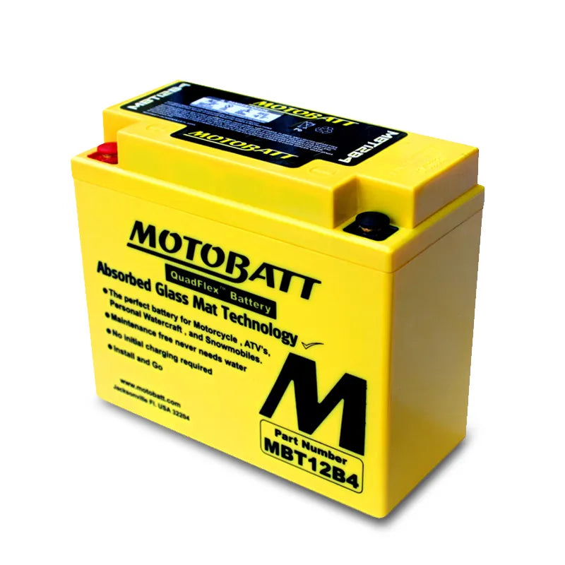 MotoBatt MBT12B-4 12V 11Ah 150CCA AGM Motorcycle Battery With Quadflex Technology