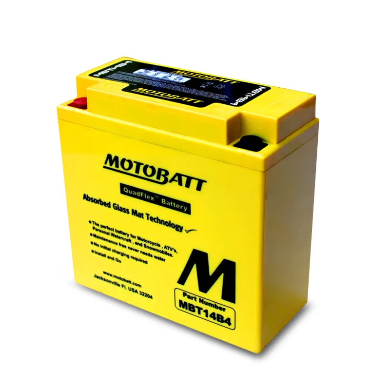 Motobatt MBT14B-4 12V 13Ah 175CCA AGM Motorcycle Battery With Quadflex Technology