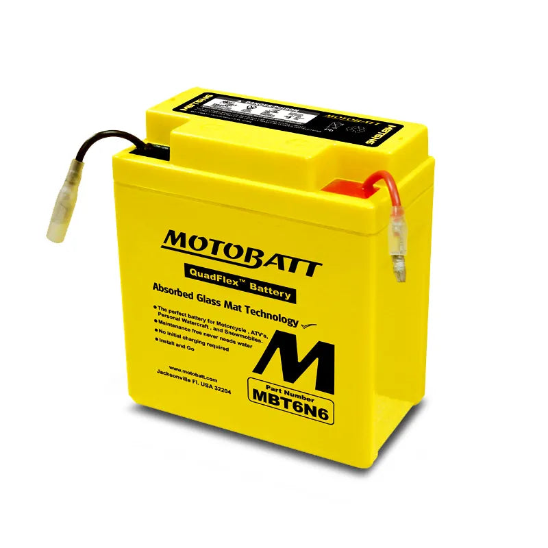 Motobatt MBT6N6 6V 6.0Ah AGM Motorcycle Battery With Quadflex Technology