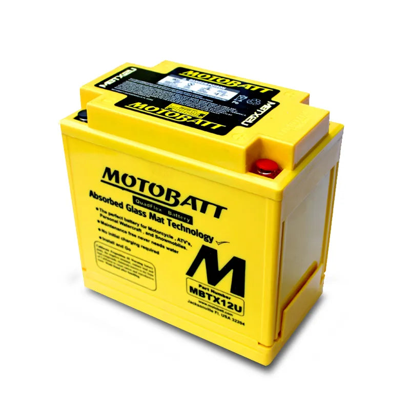 Motobatt MBTX12U 12V 14Ah 200CCA AGM Motorcycle Battery With Quadflex Technology