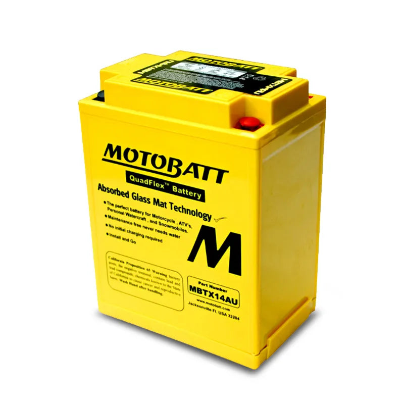 Motobatt MBTX14AU 12V 16.5Ah 210CCA AGM Motorcycle Battery With Quadflex Technology