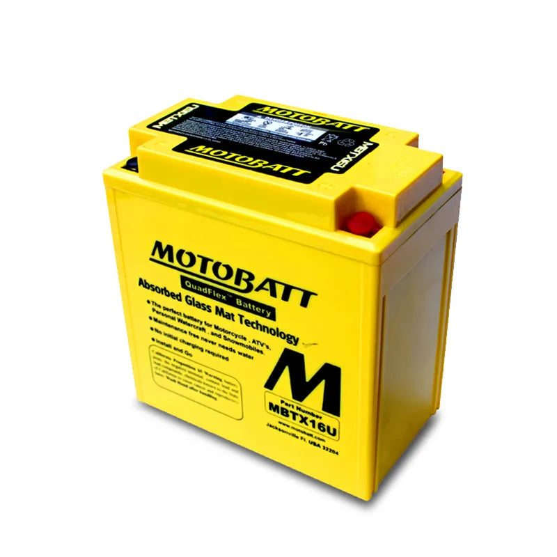 Motobatt MBTX16U 12V 19Ah 250CCA AGM Motorcycle Battery With Quadflex Technology