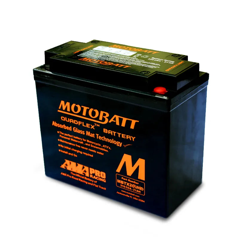 Motobatt MBTX20UHD 12V 21Ah 310CCA AGM Motorcycle Battery With Quadflex Technology
