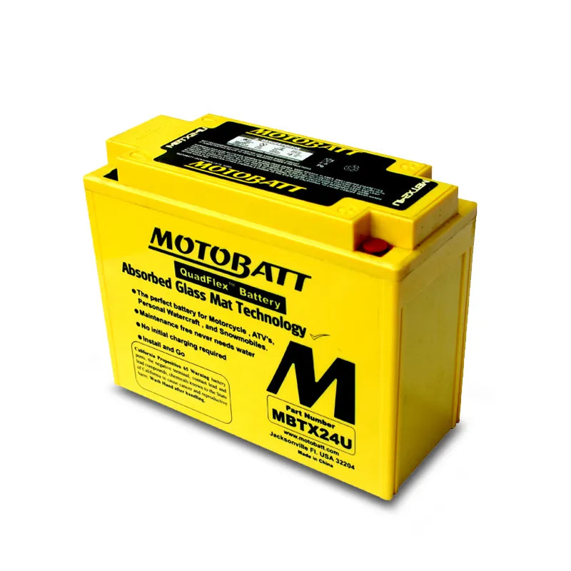 Motobatt MBTX24U 12V 25Ah 300CCA AGM Motorcycle Battery With Quadflex Technology