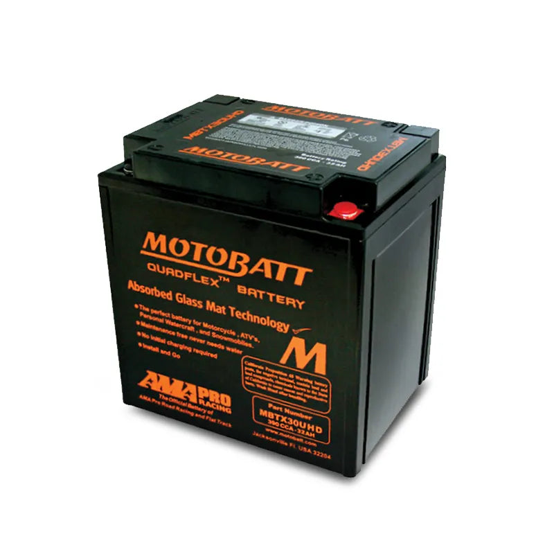 Motobatt MBTX30UHD 12V 32Ah 390CCA AGM Motorcycle Battery With Quadflex Technology