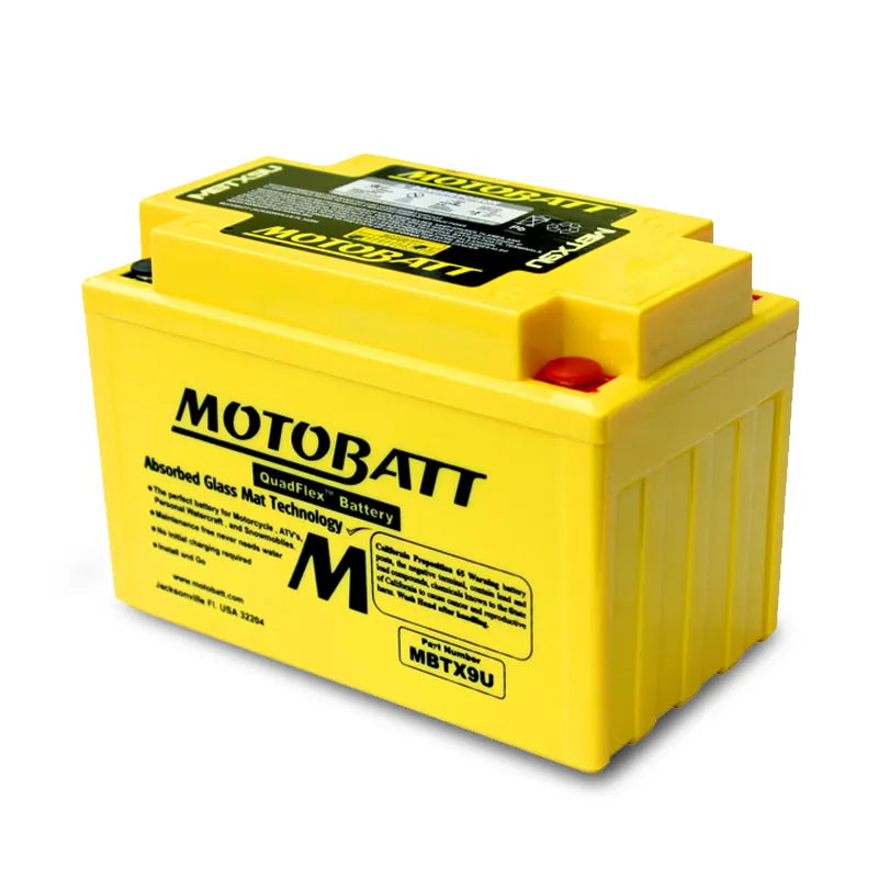 Motobatt MBTX9U 12V 10.5Ah 160CCA AGM Motorcycle Battery With Quadflex Technology