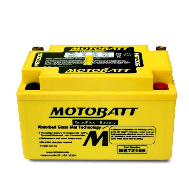 Motobatt MBTZ10S | Motorcycle Battery | 12V 8.6Ah 165CCA AGM with Quadflex Technology