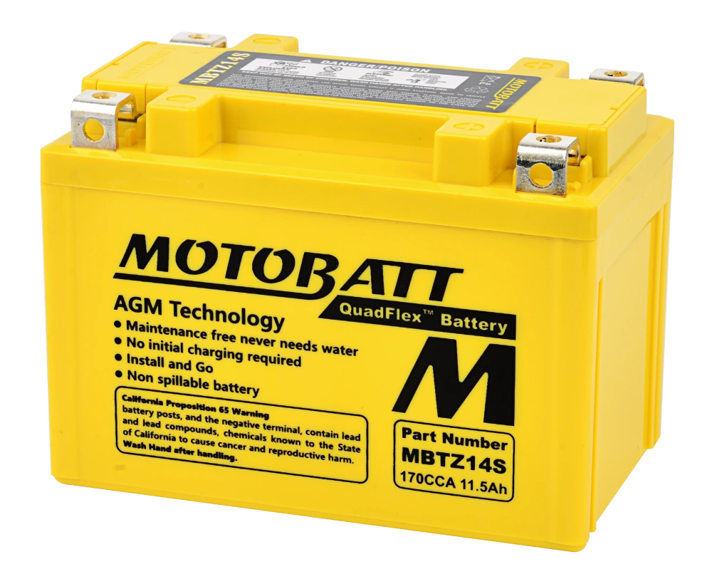 MotoBatt MBTZ14S | Motorcycle Battery | 12V 11Ah 170CCA AGM With Quadflex Technology