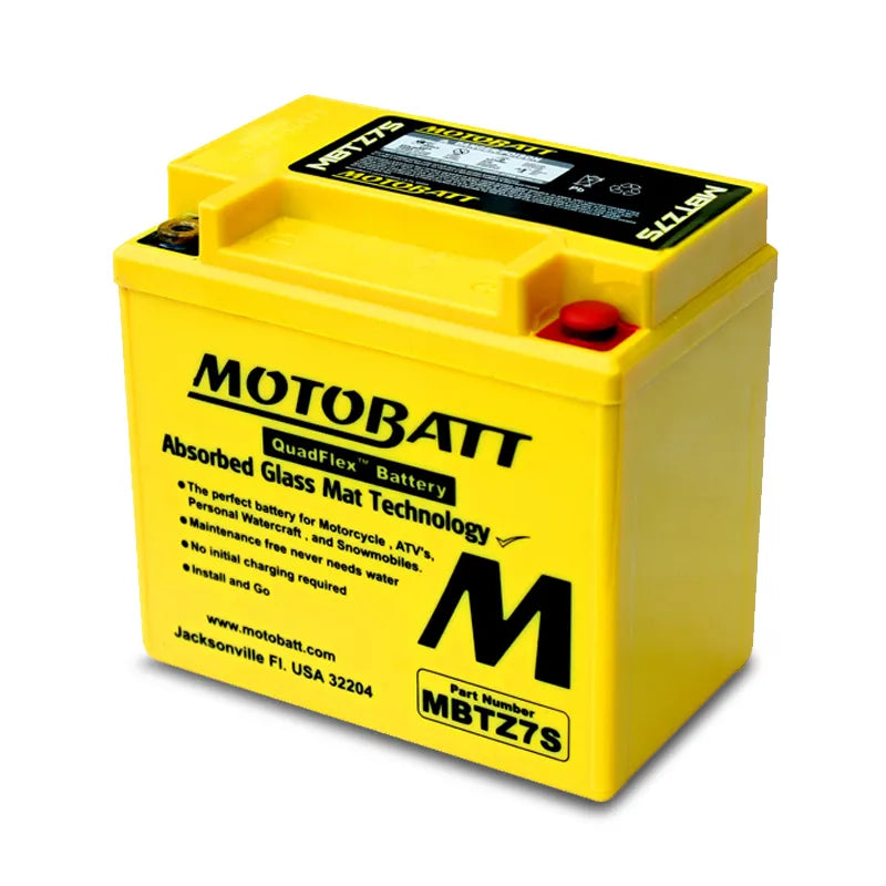 MotoBatt MBTZ7S 12V 6.5Ah 100CCA AGM Motorcycle Battery With Quadflex Technology