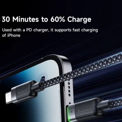 MCDODO MCA-2010 60W USB-C to Lightning Magnetic Self-Winding Charging Lead – 1.2m