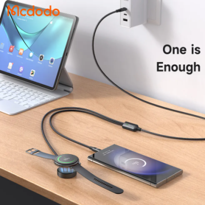 MCDODO MCA-4210 60W 2-IN-1 USB-C to USB-C/Samsung Watch Charger Combo Lead - 1.2M - Dual Device Charging Solution