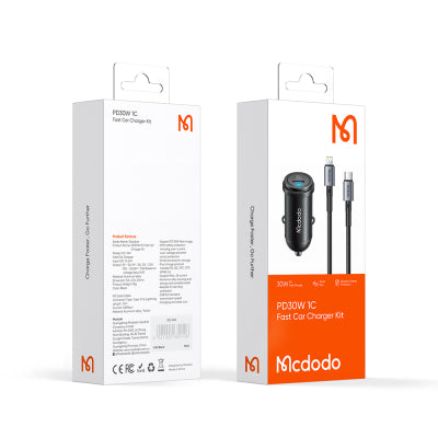 MCDODO MCC-7492 30W PD USB-C Car Charger with 1.2m USB-C to Lightning Cable
