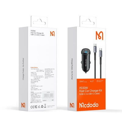 MCDODO MCC-7493 30W PD USB-C Car Charger with 1.2m USB-C to USB-C Cable