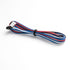 Coiled wire with red, white, and blue colors on a white background