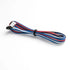 Coiled wire with red, white, and blue colors on a white background