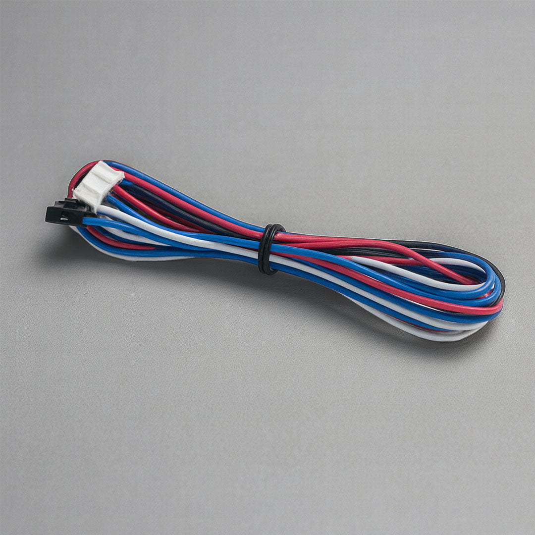 Colorful wire cable with connectors on a gray background