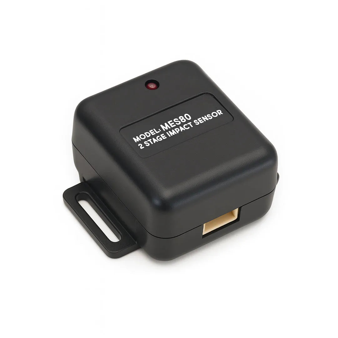 Mongoose MES80 impact sensor with dual-stage detection for car alarms with white background