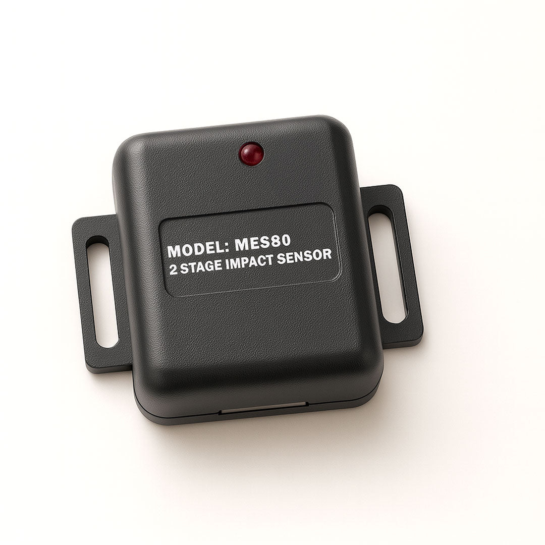 Mongoose MES80 impact sensor with dual-stage detection for car alarms with white background