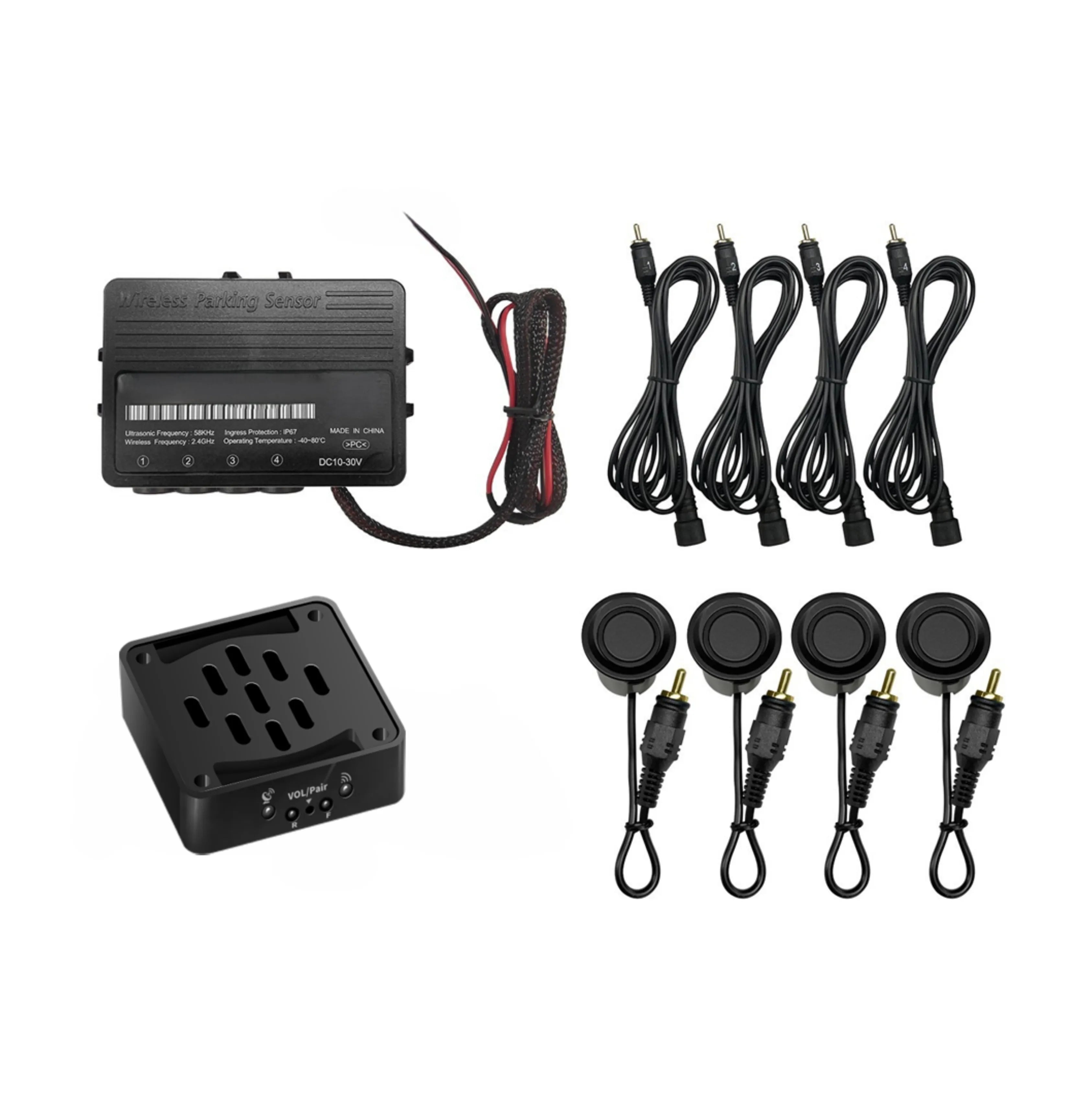 Mongoose MPFSWB-S Wireless Front Parking Sensor Kit with In-Cabin Speaker - Black