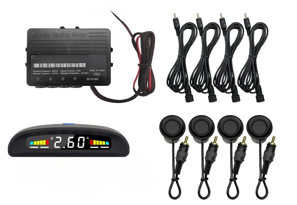 Mongoose MPRSWB-D Wireless Rear Parking Sensor Kit with Colourful LCD Display - Black