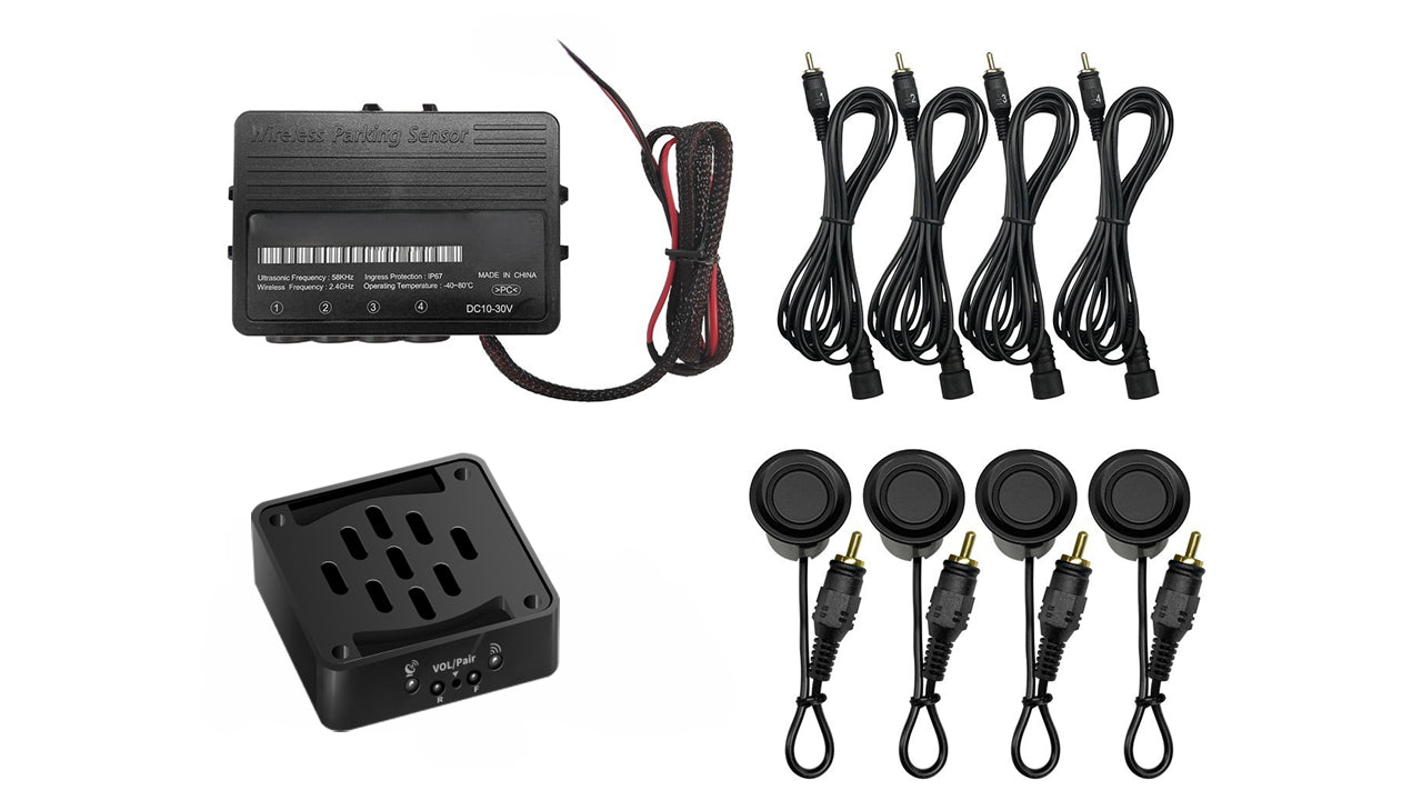 Mongoose MPRSWB-S Wireless Rear Parking Sensor Kit with In-Cabin Speaker - Black