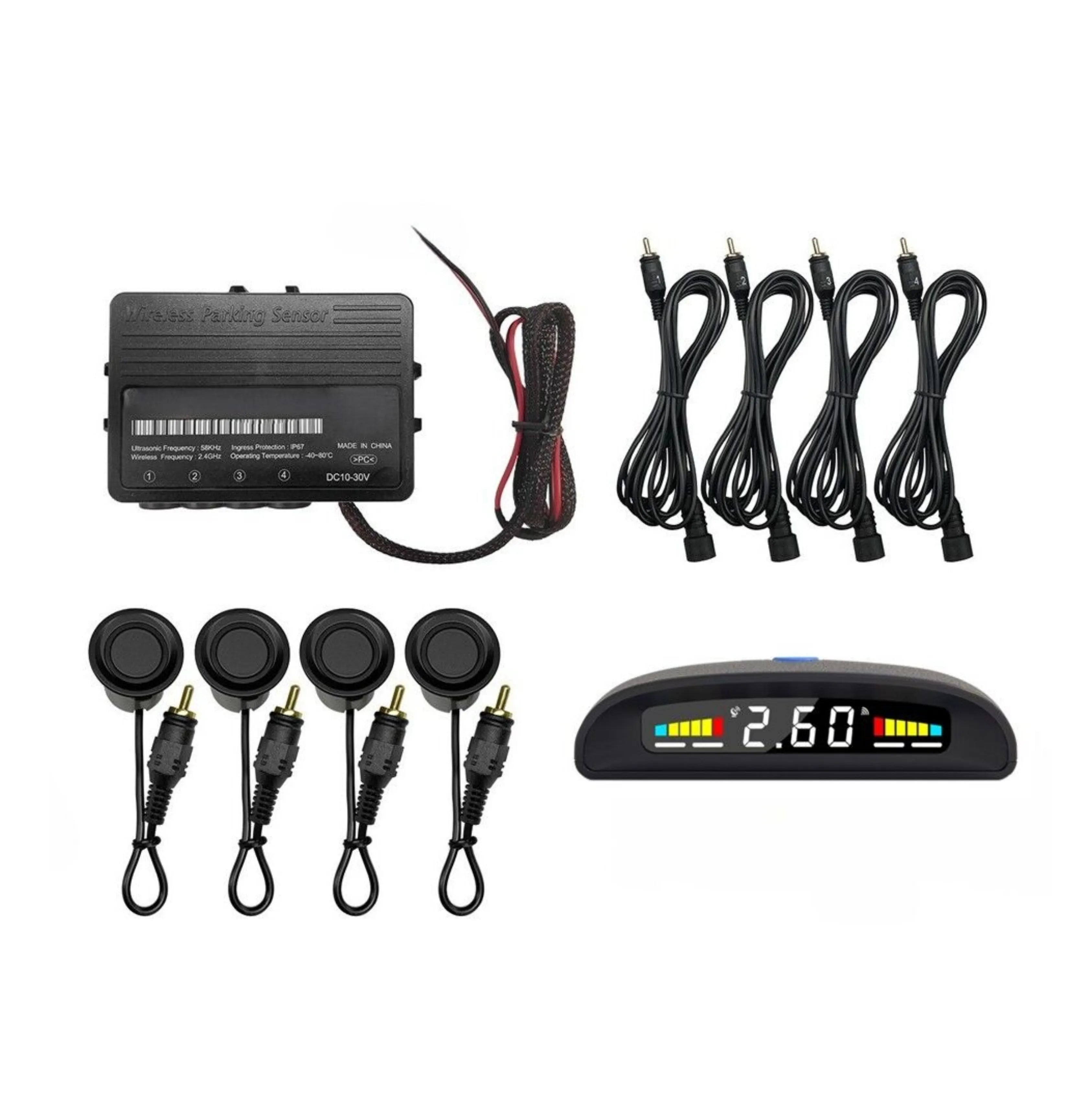 Mongoose MPRSWB-D Wireless Rear Parking Sensor Kit with Colourful LCD Display - Black