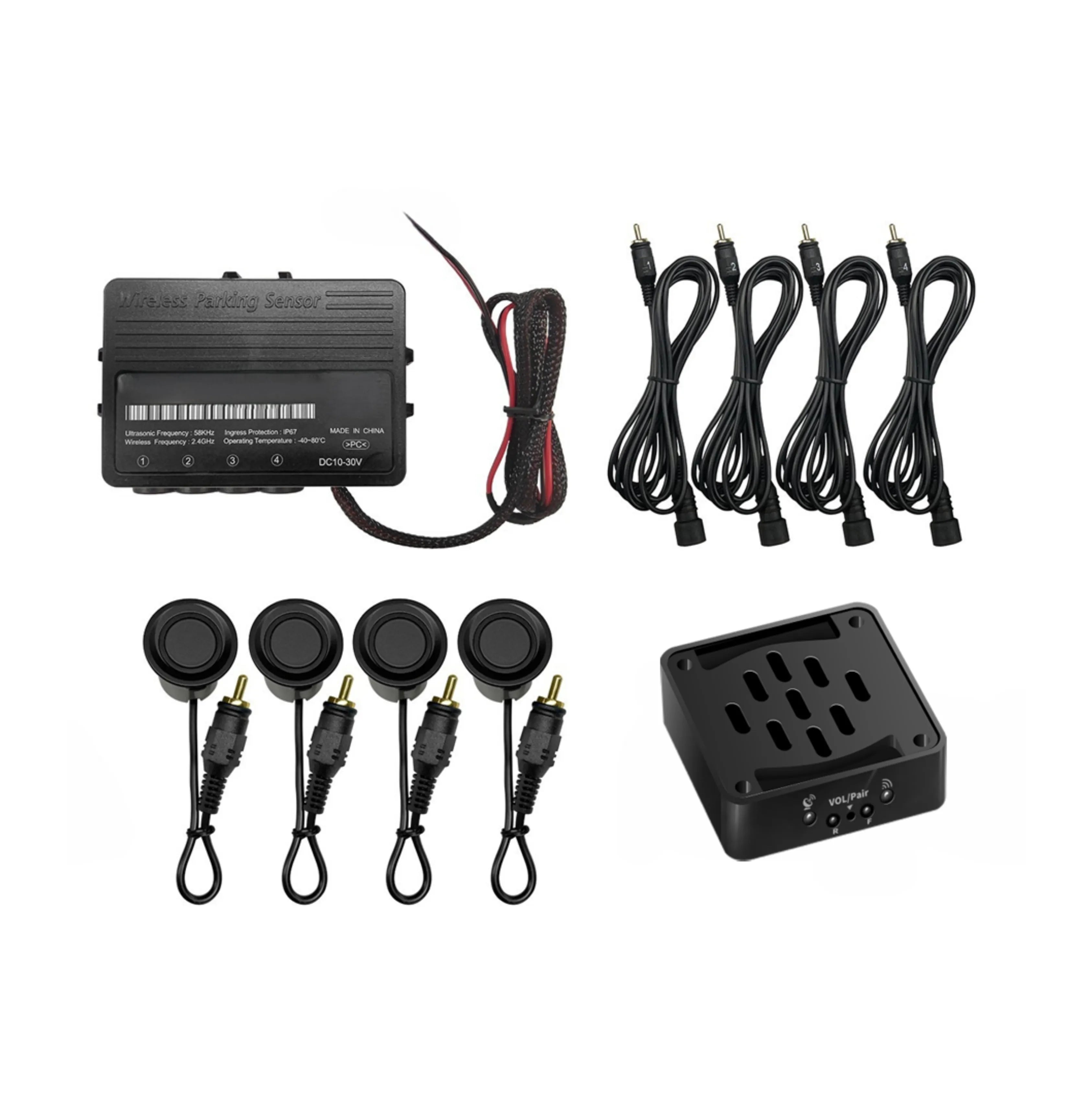 Mongoose MPRSWB-S Wireless Rear Parking Sensor Kit with In-Cabin Speaker - Black
