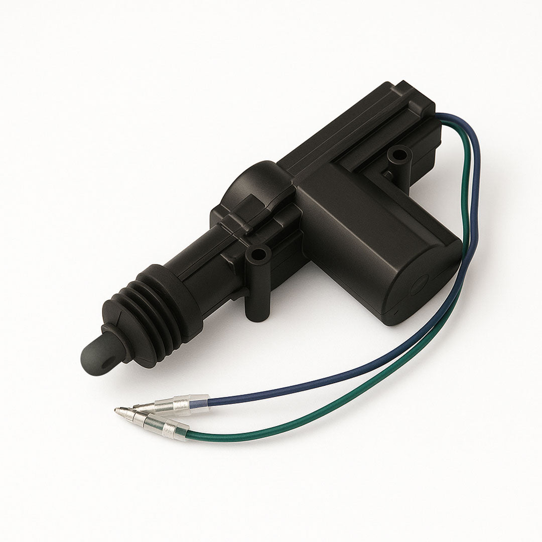Black mechanical component with wiring on a white background