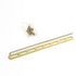 Gold metal rod with small components on a white background