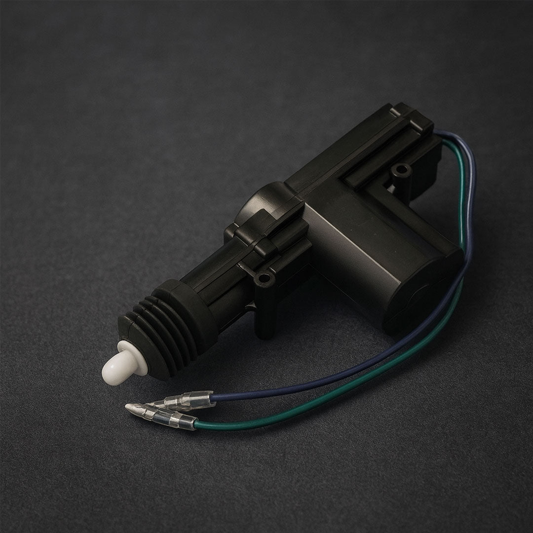 Black mechanical component with wires on a dark gray background