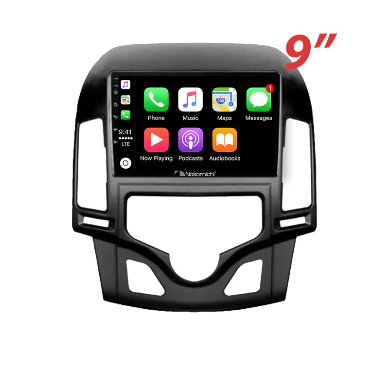 Nakamichi NA9HYUNDAII3020072012AUTO Android Wireless Apple CarPlay Android Auto Sat Nav Solution Compatible with Hyundai i30 2007-2012 Auto A/C