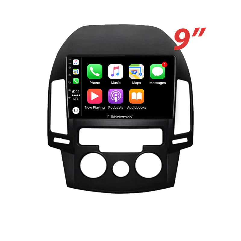 Nakamichi NA9HYUNDAII3020072012MANUAL Android Wireless Apple CarPlay Android Auto Sat Nav Solution Compatible with Hyundai i30 2007-2012 Manual A/C