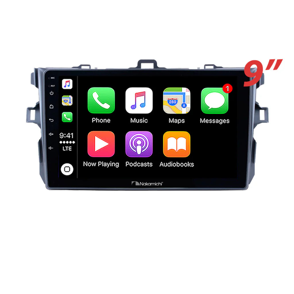 Nakamichi NA9TOYOTACOROLLA20072011L Android NA9 Wireless Apple CarPlay Android Auto Sat Nav Compatible with Toyota Corolla 2007-2011 Large