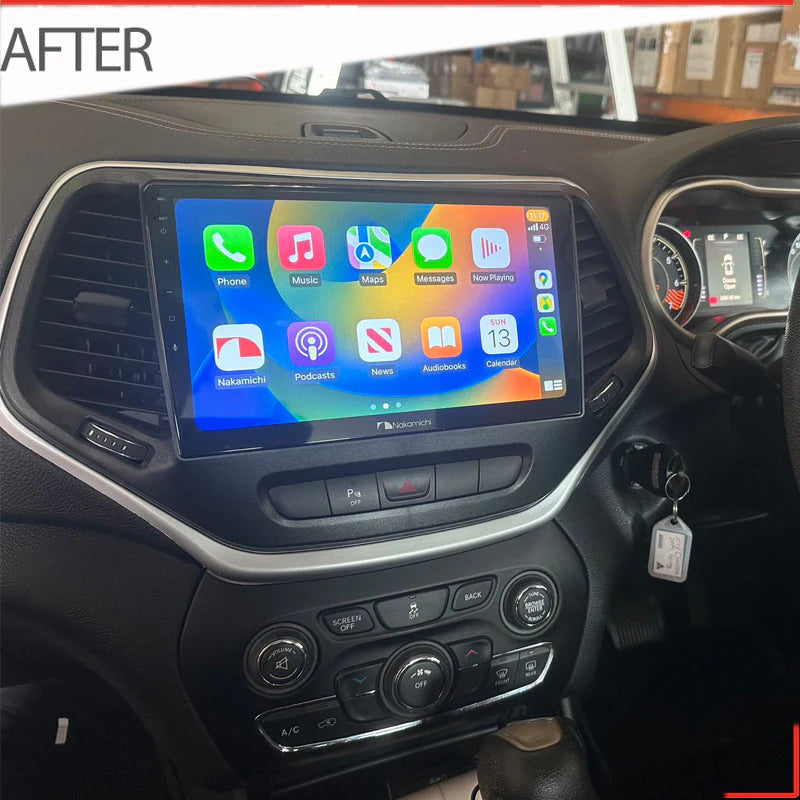 Nakamichi NAXJEEPCHEROKEE2015ON Android Wireless Apple CarPlay Android Auto Sat Nav Solution Compatible with Jeep Cherokee 2015+