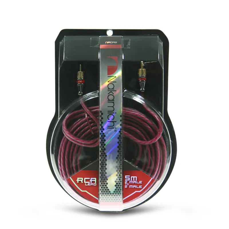 Nakamichi NRCA51 2-Channel Wine Red RCA Audio Lead Cable - 5 Metres