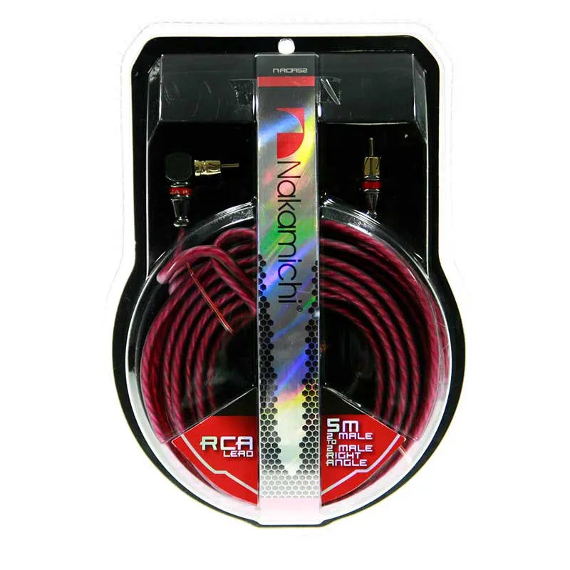 Nakamichi NRCA52 2-Channel Wine Red Right Angle RCA Cable - 5 Metres