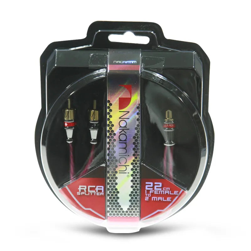 Nakamichi NRCAFMM RCA Y Splitter Female To 2x Male Audio Cable - 22cm