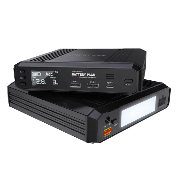 EnergyWell P6 12.8V 8000mAh LiFePO4 Dash Cam Battery Pack with LCD
