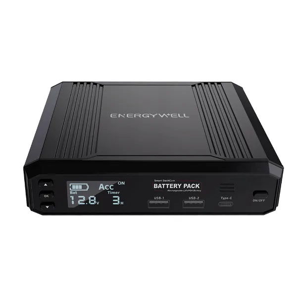 EnergyWell P6 12.8V 8000mAh LiFePO4 Dash Cam Battery Pack with LCD