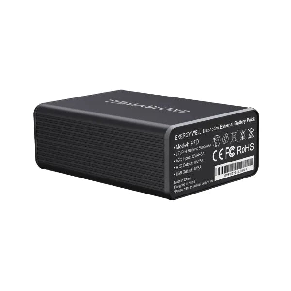 EnergyWell P7D 12.8V 6000mAh LiFePO4 Dash Cam Battery Pack